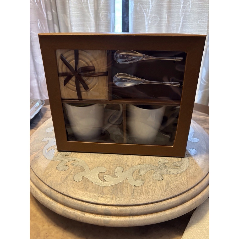 Ceramic Coffee Tea Mug Set With Spoons And Cup Holder New In Box